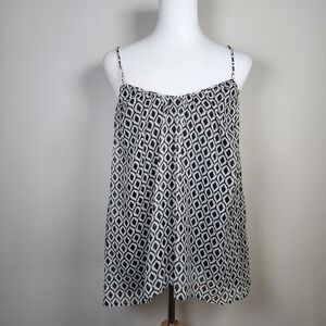 H&M Tank Womens 8 Blouse Black Geometric Spaghetti Straps Cami Shirt‎ Fairycore